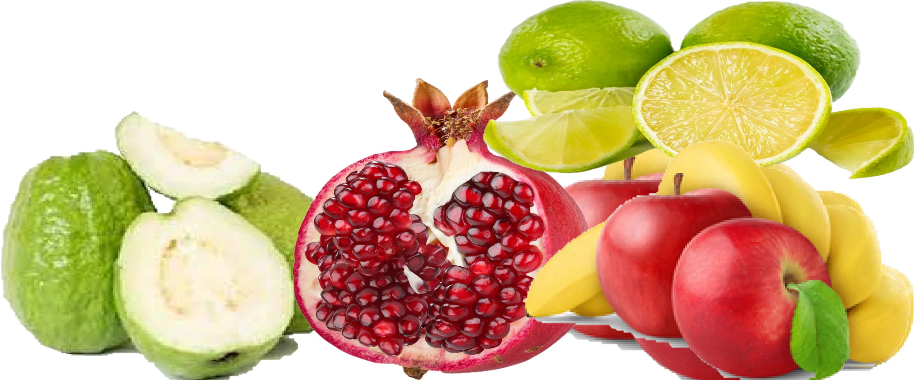 Apple, Banana, Mosambi, Pomegranate, Guava